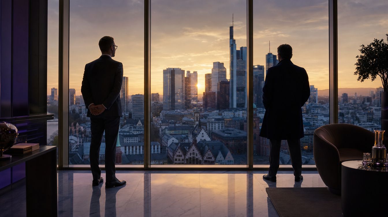 Skyline-Silhouetten am Panorama-Fenster